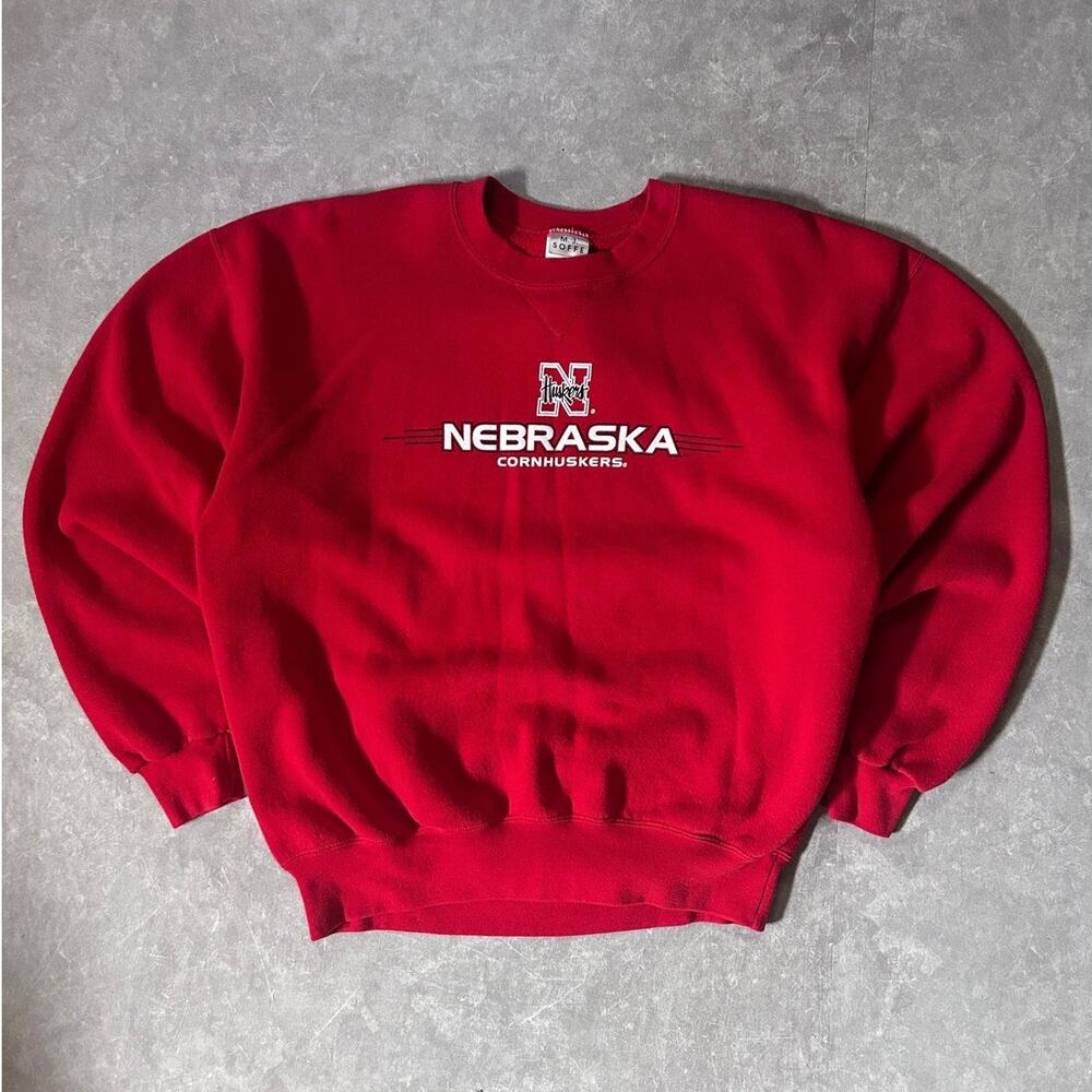 90's Vintage Nebraska Cornhuskers Red Crewneck -L